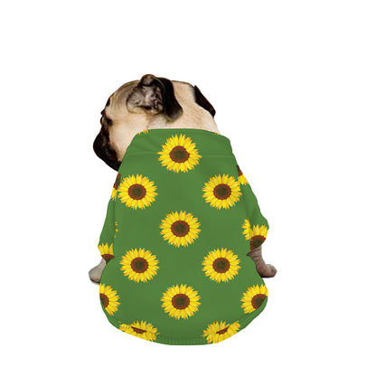 Green Sunflower Pattern Print Dog Zip Up Jacket
