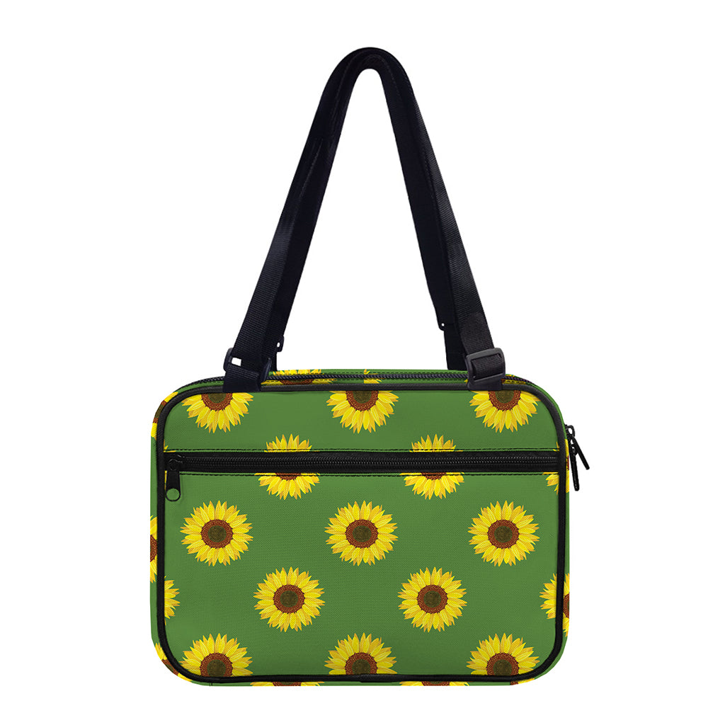 Green Sunflower Pattern Print Double Strap Bible Bag