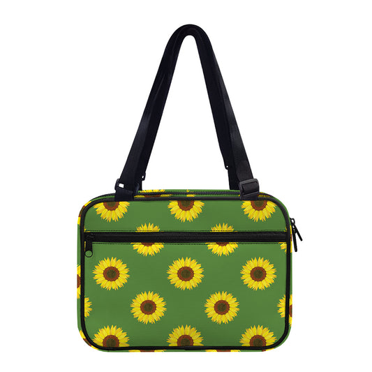 Green Sunflower Pattern Print Double Strap Bible Bag