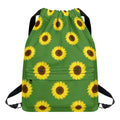 Green Sunflower Pattern Print Drawstring Backpack