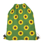 Green Sunflower Pattern Print Drawstring Bag