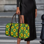 Green Sunflower Pattern Print Duffle Bag