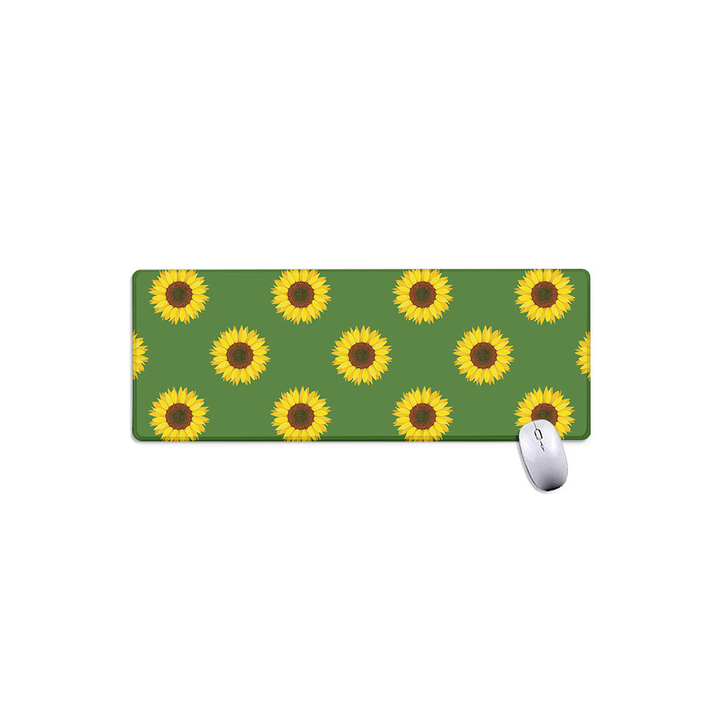 Green Sunflower Pattern Print Extended Mouse Pad