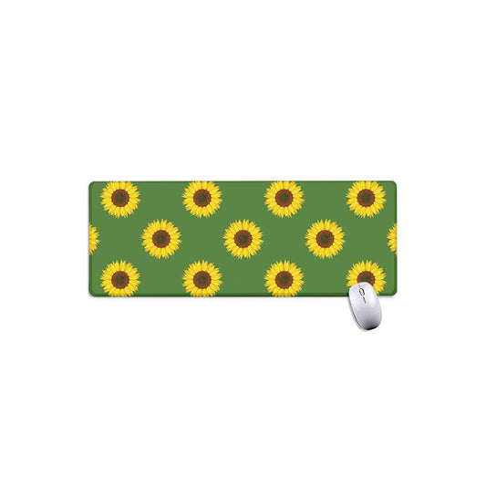 Green Sunflower Pattern Print Extended Mouse Pad