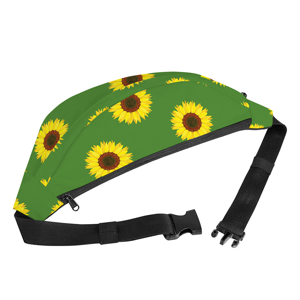 Green Sunflower Pattern Print Fanny Pack