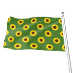Green Sunflower Pattern Print Flag