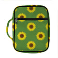 Green Sunflower Pattern Print Front Pocket Bible Bag