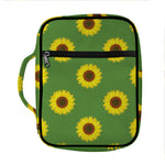Green Sunflower Pattern Print Front Pocket Bible Bag