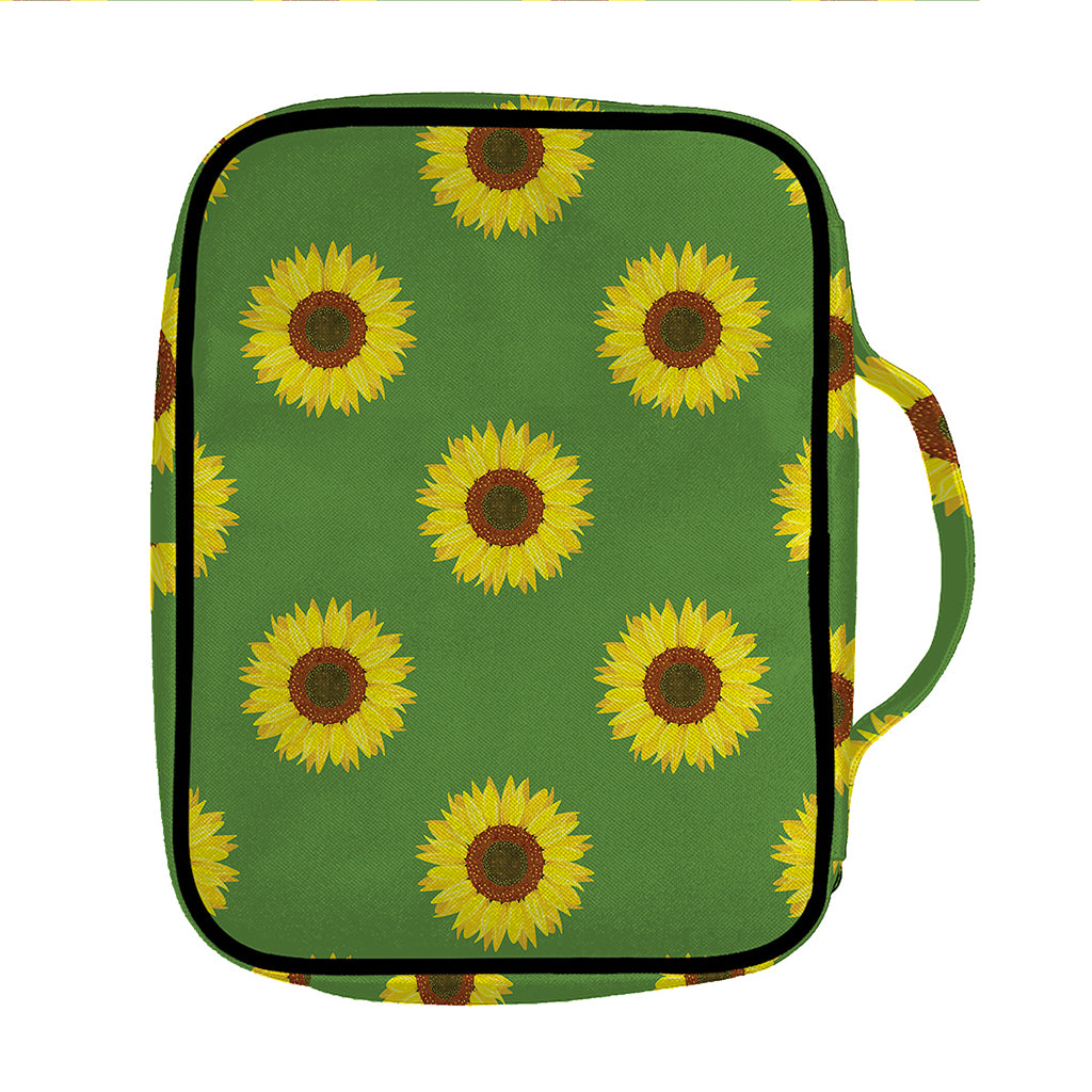 Green Sunflower Pattern Print Front Pocket Bible Bag