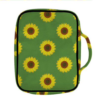 Green Sunflower Pattern Print Front Pocket Bible Bag