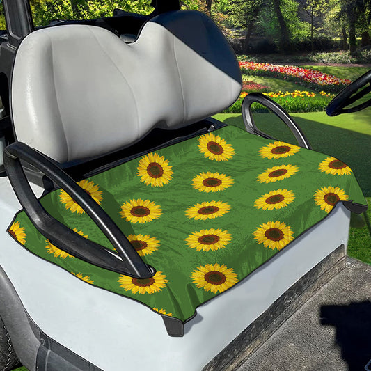Green Sunflower Pattern Print Golf Cart Seat Cover