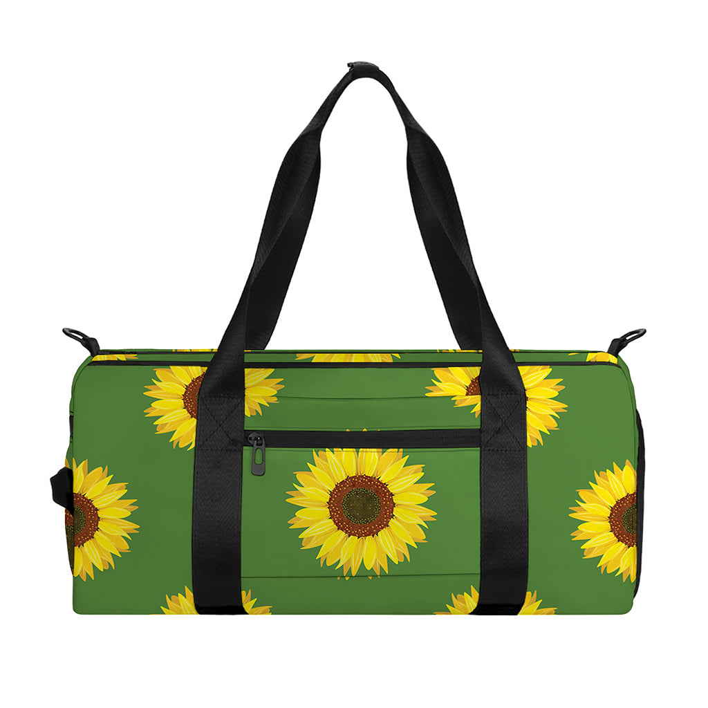 Green Sunflower Pattern Print Gym Bag