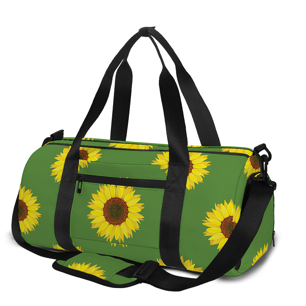 Green Sunflower Pattern Print Gym Bag