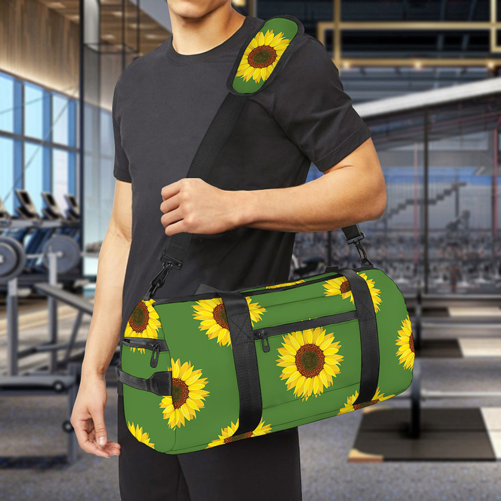 Green Sunflower Pattern Print Gym Bag