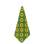 Green Sunflower Pattern Print Hand Towel
