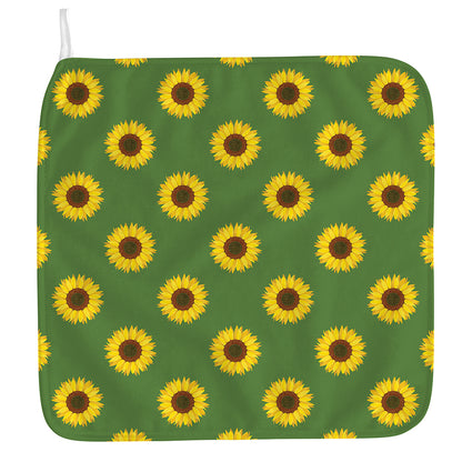 Green Sunflower Pattern Print Hand Towel
