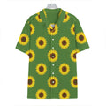Green Sunflower Pattern Print Hawaiian Shirt