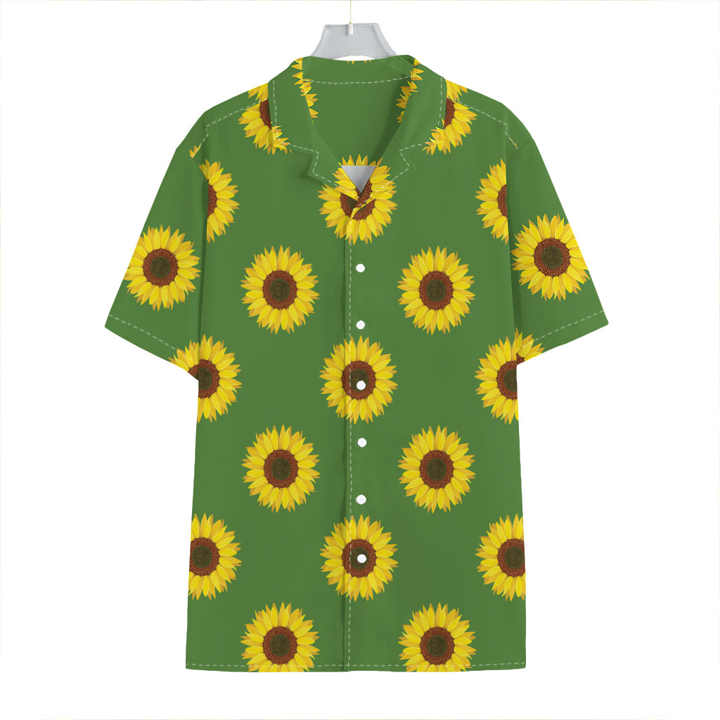 Green Sunflower Pattern Print Hawaiian Shirt
