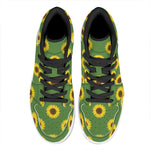 Green Sunflower Pattern Print High Top Leather Sneakers