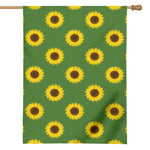 Green Sunflower Pattern Print House Flag