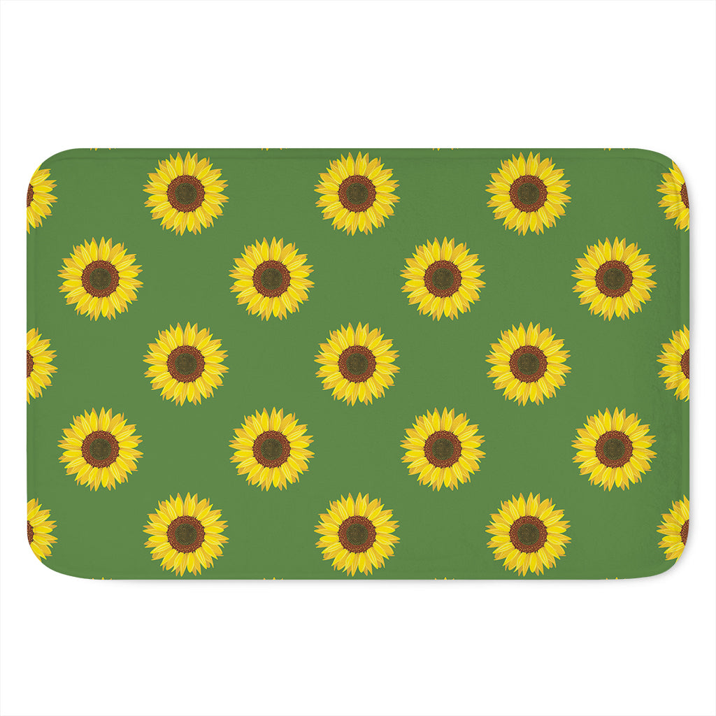 Green Sunflower Pattern Print Indoor Door Mat