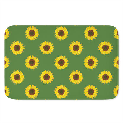 Green Sunflower Pattern Print Indoor Door Mat