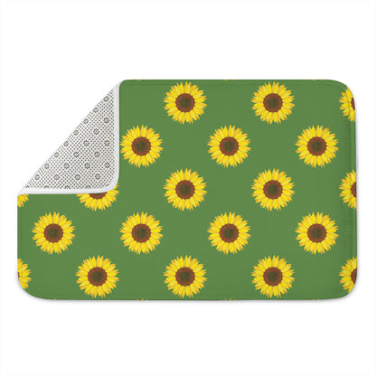 Green Sunflower Pattern Print Indoor Door Mat