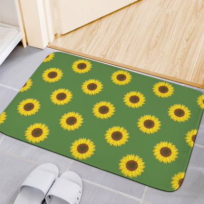 Green Sunflower Pattern Print Indoor Door Mat