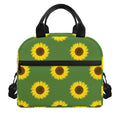 Green Sunflower Pattern Print Insulated Lunch Bag