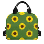 Green Sunflower Pattern Print Insulated Lunch Bag