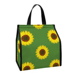 Green Sunflower Pattern Print Insulated Lunch Tote