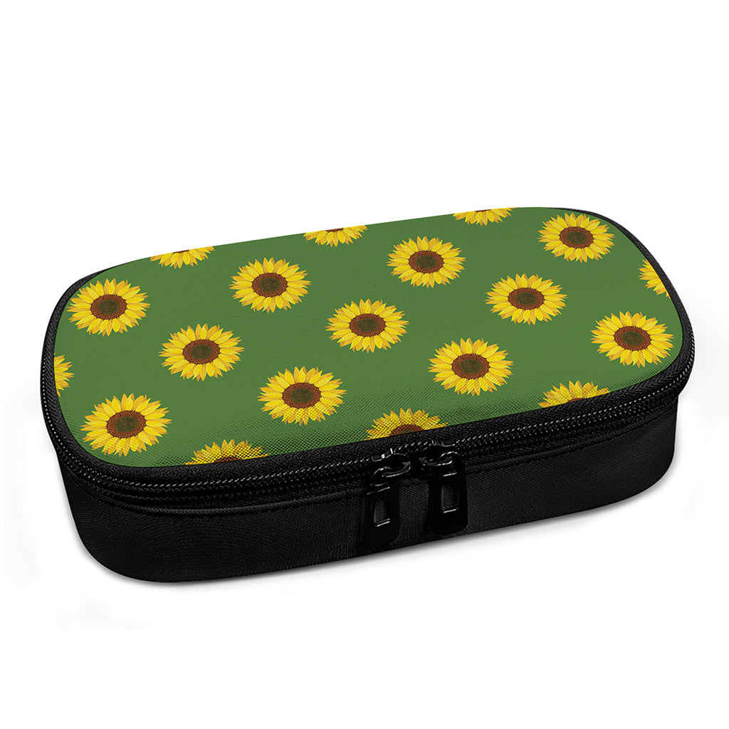 Green Sunflower Pattern Print Insulin Cooler Travel Case