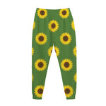 Green Sunflower Pattern Print Jogger Pants