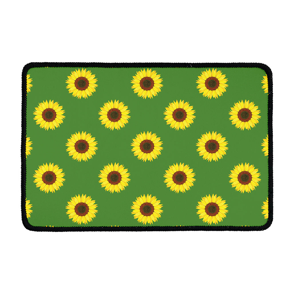 Green Sunflower Pattern Print Kitchen Mat