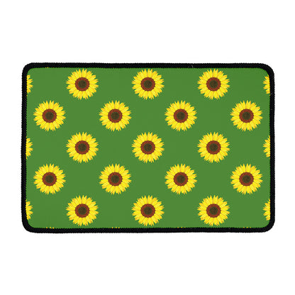Green Sunflower Pattern Print Kitchen Mat