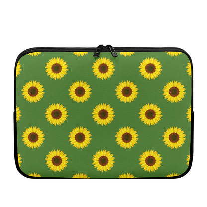 Green Sunflower Pattern Print Laptop Sleeve