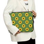 Green Sunflower Pattern Print Laptop Sleeve