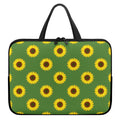 Green Sunflower Pattern Print Laptop Sleeve With Handle