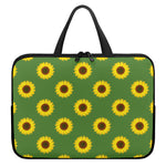 Green Sunflower Pattern Print Laptop Sleeve With Handle