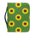 Green Sunflower Pattern Print Leather Bible Cover