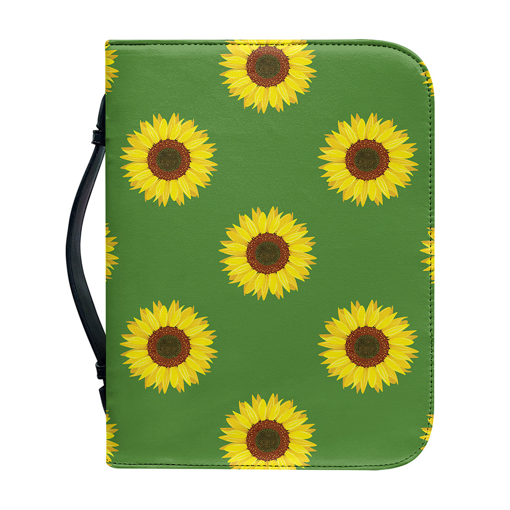Green Sunflower Pattern Print Leather Bible Cover