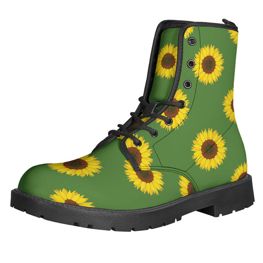 Green Sunflower Pattern Print Backpack
