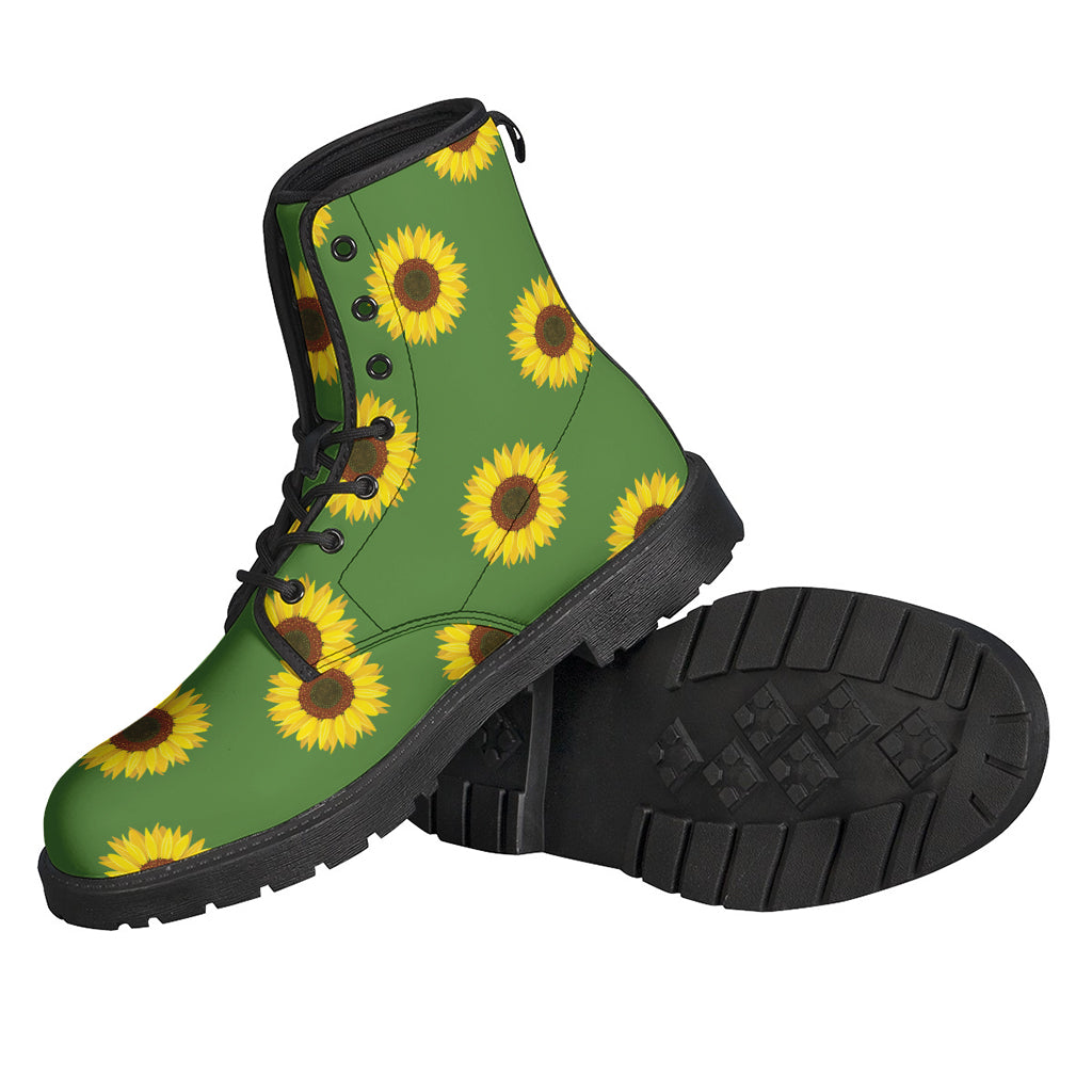 Green Sunflower Pattern Print Backpack