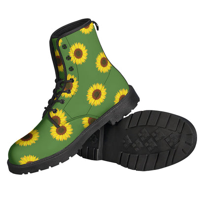 Green Sunflower Pattern Print Backpack