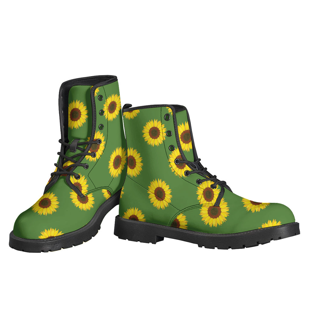 Green Sunflower Pattern Print Backpack