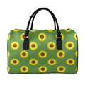 Green Sunflower Pattern Print Leather Duffel Bag