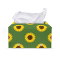 Green Sunflower Pattern Print Leather Tissue Box Cover