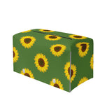 Green Sunflower Pattern Print Leather Tissue Box Cover