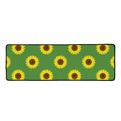Green Sunflower Pattern Print Long Kitchen Mat