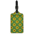 Green Sunflower Pattern Print Luggage Tag